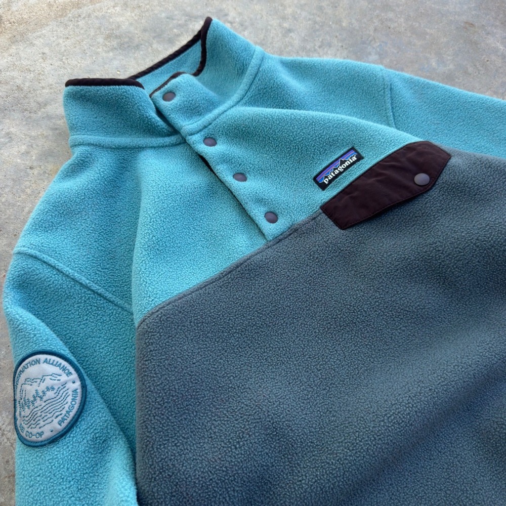 Vintage Y2K Patagonia Synchilla Fleece Snap-T Gorpcore Teal Grey M (g5)